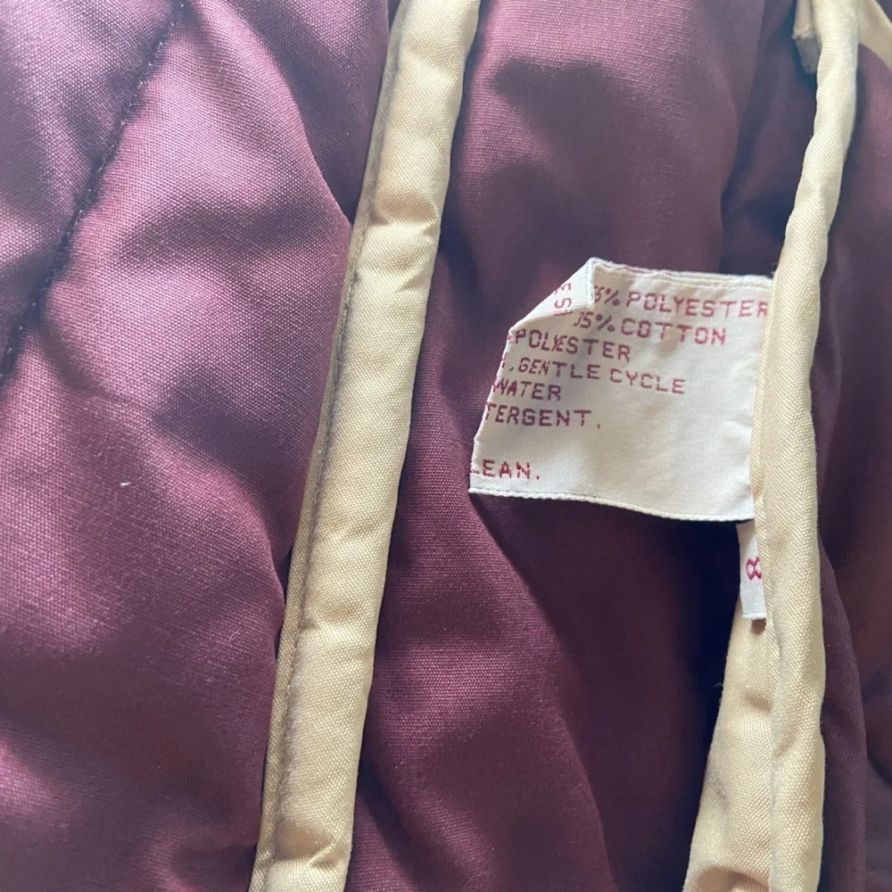 Vintage Etienne Aigner Reversible Puffer Coat Burgundy Tan Size 8 - Picture 9 of 10